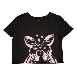 Julz Senpai Crop Top T-Shirt Women's M L Black Anime TikTok Merch Summer Comfy